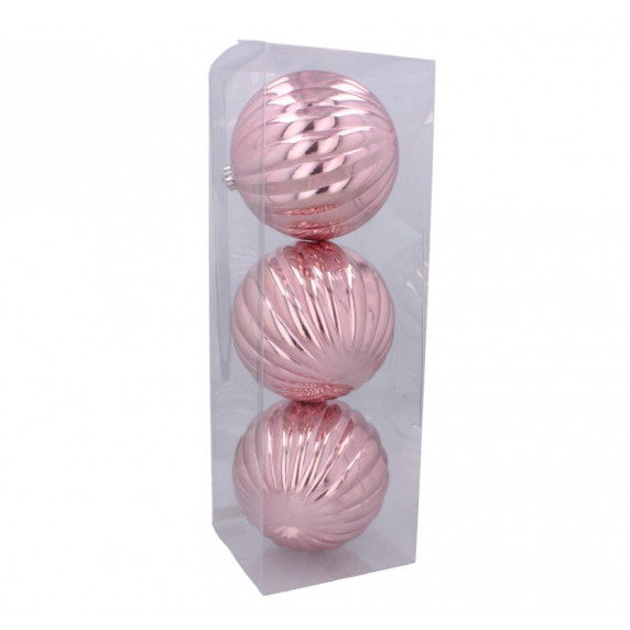 Globuri de Crăciun - 3 bucăți - 15 cm - Inlea4Fun - roz
