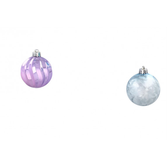 Globuri Crăciun 16 bucăți - 6/7 cm - mov, albastru, argintiu