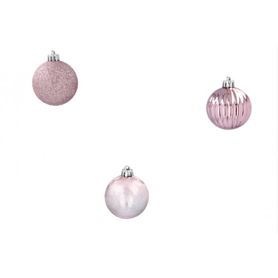 Globuri de Crăciun - 16 bucăți - 5 cm - Inlea4Fun - roz