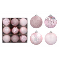 Globuri Crăciun - 9 bucăți -  8 cm Inlea4Fun - roz 