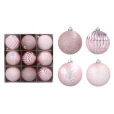 Globuri Crăciun - 9 bucăți -  8 cm Inlea4Fun - roz Preview