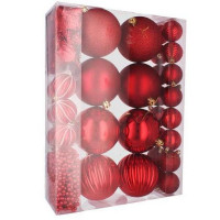 Set globuri de Crăciun și decorațiuni 32 buc, Inlea4Fun - roșu 