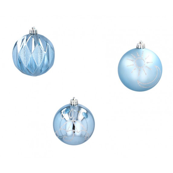 Globuri Crăciun 9 buc, 8 cm Inlea4Fun - albastru