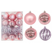 Set globuri Crăciun - 24 bucăți, 8 cm Inlea4Fun - roz 