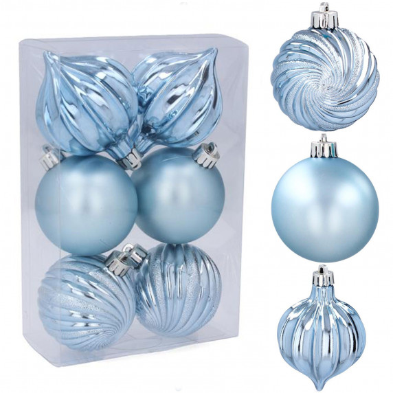 Set globuri de Crăciun 6 buc, 6 cm Inlea4Fun - albastru