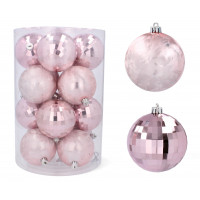 Globuri de Crăciun - 16 bucăți - 8 cm - Inlea4Fun - roz 
