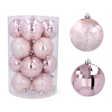 Globuri de Crăciun - 16 bucăți - 8 cm - Inlea4Fun - roz Preview