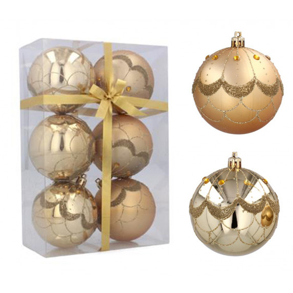 Set globuri de Crăciun 6 buc, 8 cm Inlea4Fun – auriu