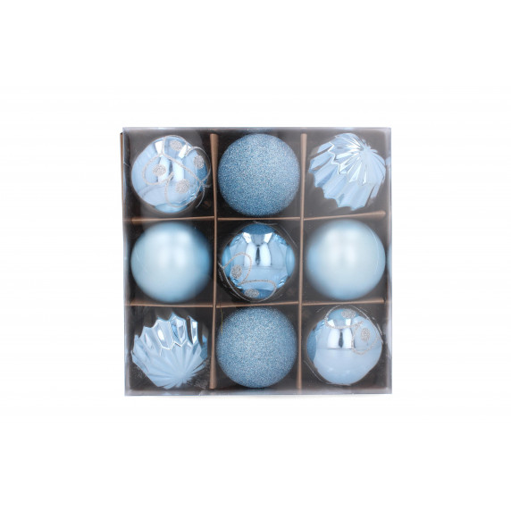 Globuri de Crăciun - 9 bucăți - 8 cm - albastru
