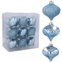 Set globuri Crăciun - 18 bucăți, 6 cm Inlea4Fun - albastru 