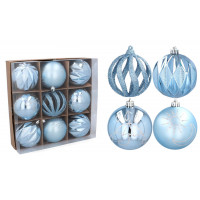 Globuri Crăciun 9 buc, 8 cm Inlea4Fun - albastru 