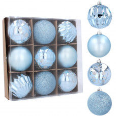 Globuri de Crăciun - 9 bucăți - 8 cm - albastru Preview