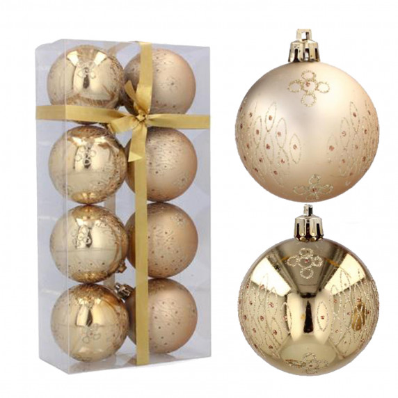 Set globuri de Crăciun 8 buc, 6 cm Inlea4Fun – auriu
