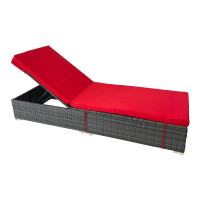 Șezlong din ratan - GARDEN LINE Relax -198x65x30,5cm - roșu 