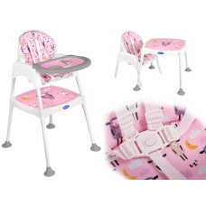 Scaun de masă bebe multifuncțional - 3 în 1- roz 