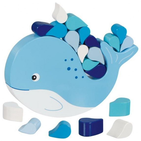 Jucărie de echilibru din lemn - balenă - GOKI Balancing Game Whale