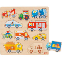Puzzle din lemn cu mânere - vehicule - Goki 