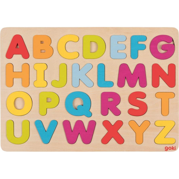 Puzzle lemn cu alfabet colorat - Goki 