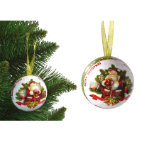 Glob de Crăciun - 7 cm - Moș Crăciun cu cadouri - Inlea4Fun 