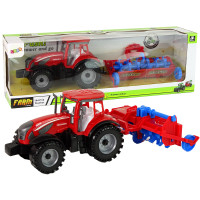 Tractor de jucărie cu plug - Inlea4Fun FARM PUSH - roșu 