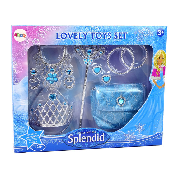 Set prințesă pentru bal sau carnaval cu accesorii - albastru - Lovely Toys Set , SPLENDID