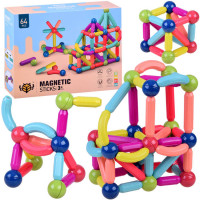 Jucărie de construcție magnetică - 64 elemente 