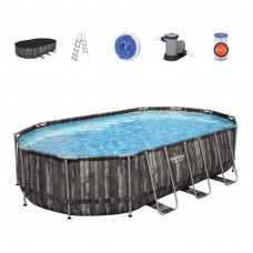 Set piscină cu cadru metalic oval - 610 x 366 x 122 cm - Bestway  Preview
