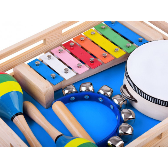 Instrumente muzicale din lemn pentru copii - 4 în 1 Inlea4Fun MUSIC SET 