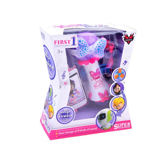 Microfon karaoke pentru copii - Inlea4Fun SUPER MIKROPHONE - roz