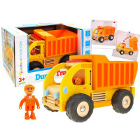 Mașină de gunoier din lemn - Inlea4Fun DUMP TRUCK  - portocaliu 