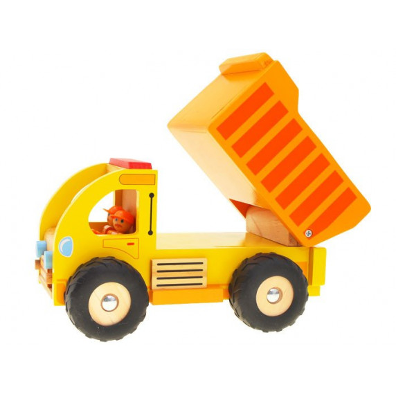 Mașină de gunoier din lemn - Inlea4Fun DUMP TRUCK  - portocaliu