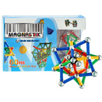 Jucărie de construcție magnetică - 60 piese - Inlea4Fun MAGNASTIX ZA0655  