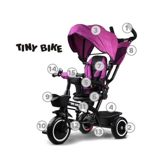 Tricicletă pentru copii - violet - Tiny Bike Inlea4Fun