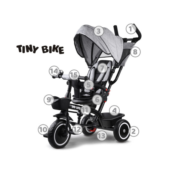 Tricicletă pentru copii - gri - Tiny Bike Inlea4Fun