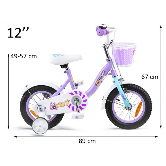 Bicicletă copii cu ghidaj Royalbaby Chipmunk MM 12" CM12-2 – mov