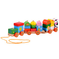 Trenuleț lemn cu cuburi colorate  