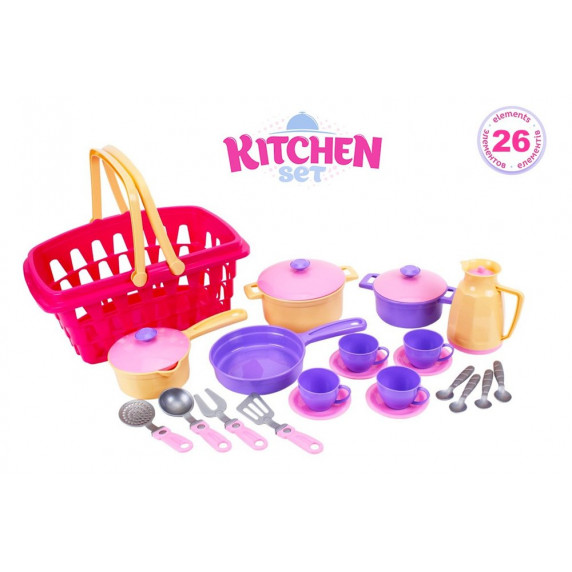 Set ustensile bucătărie cu coș - Inlea4Fun KITCHEN SET - 26 bucăți accesorii