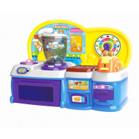 Bucătărie jucărie din plastic, cu blender, albastru-galben, Aga4kids 