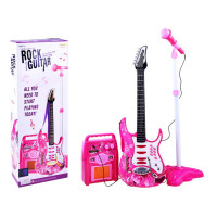 Set chitară cu amplificator și microfon pentru copii, roz, Inlea4Fun 
