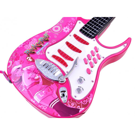Set chitară cu amplificator și microfon pentru copii, roz, Inlea4Fun