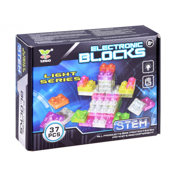 Cuburi din plastic cu efecte de lumină - 37 bucăți - Inlea4Fun ELECTRONIC BLOCKS