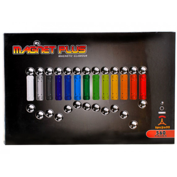 Jucărie de construcție magnetică - 560 piese - Inlea4Fun MAGNET PLUS ZA0111 