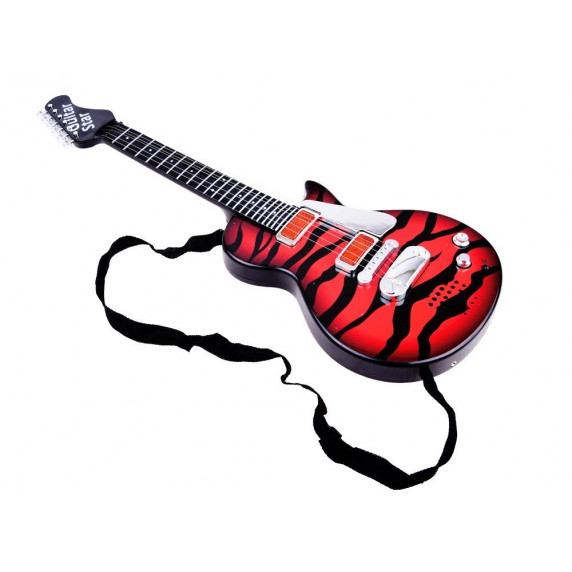 Chitară electrică de jucărie cu microfon - Inlea4Fun GUITAR STAR - roșu/negru