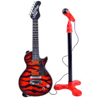 Chitară electrică de jucărie cu microfon - Inlea4Fun GUITAR STAR - roșu/negru 