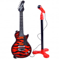 Chitară electrică de jucărie cu microfon - Inlea4Fun GUITAR STAR - roșu/negru Preview