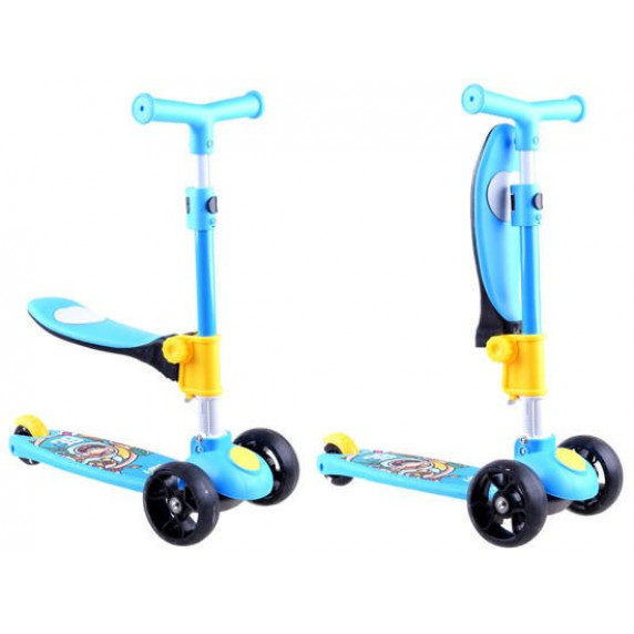 Trotinetă pentru copii / vehicul acționat cu picioarele 2in1 Inlea4Fun - albastru