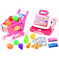 Coș de cumpărături cu casă de marcat - Inlea4Fun MY CASH REGISTER - roz 