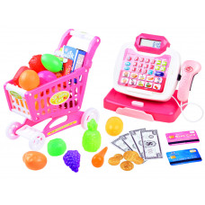 Coș de cumpărături cu casă de marcat - Inlea4Fun MY CASH REGISTER - roz Preview