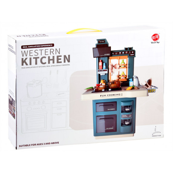 Bucătărie pentru copii din plastic, cu efecte lumini și sunet - Inlea4Fun WESTERN KITCHEN
