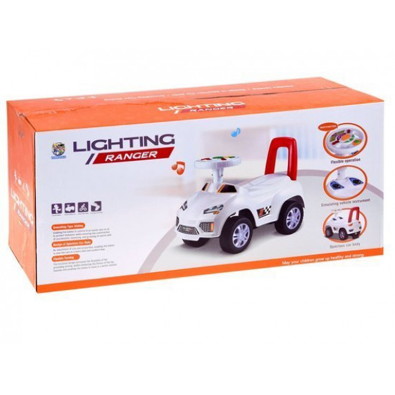 Mașină acționat cu picioarele - alb - Inlea4Fun LIGHTING RANGER